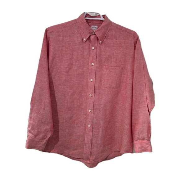 Brooks Brothers Other - Brooks Brothers 1818 100% Irish Linen Long Sleeve Red Button Up Shirt Sz Large